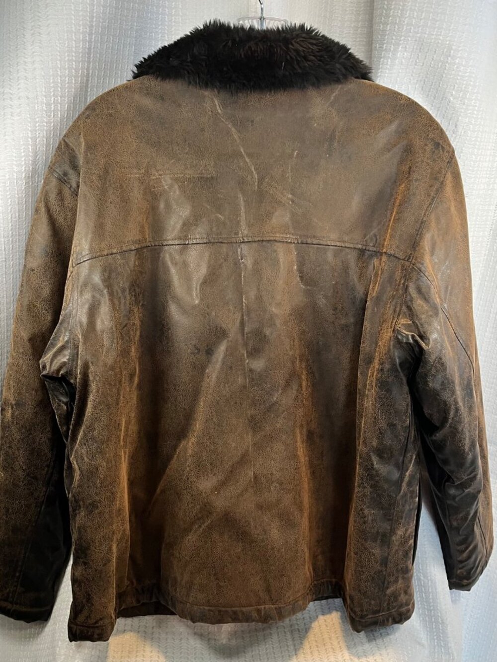 Vintage Austin Clothing Co Brown Faux Leather Jacket Faux Fur Collar size XL - Picture 2 of 6